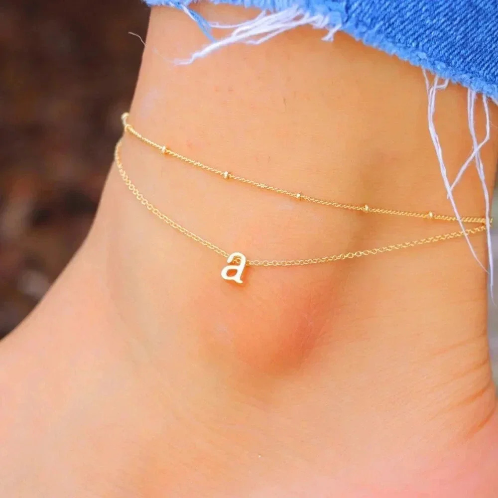 💛GOLD A to Z LETTER SPARKLE INITIAL ANKLET ALPHABET BRACELET GIFT, ELDM22279 - Picture 9 of 12